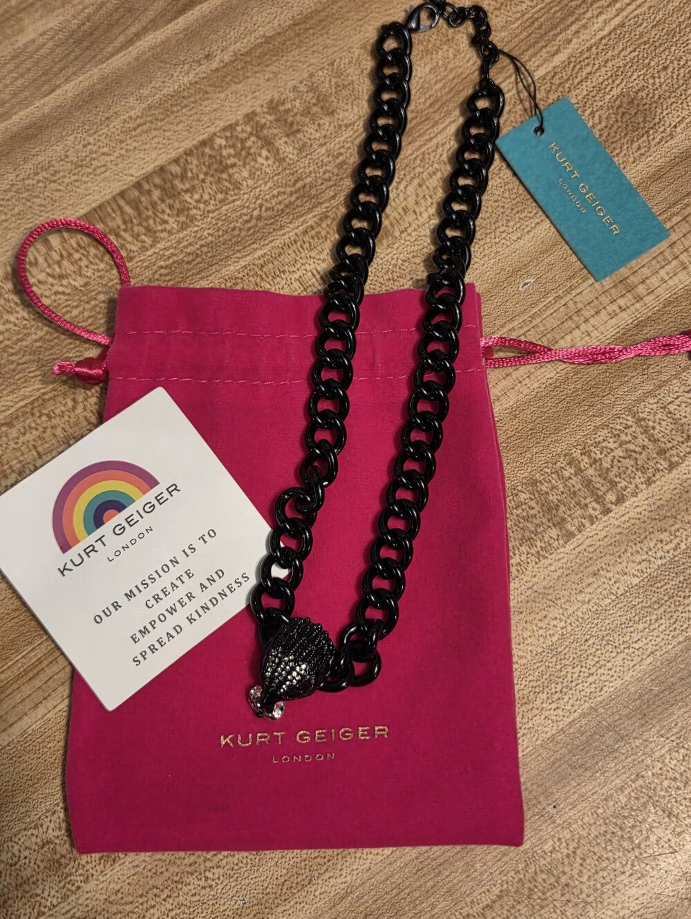 Kurt Geiger NWT Black Chunky Statement Necklace W/Dustbag